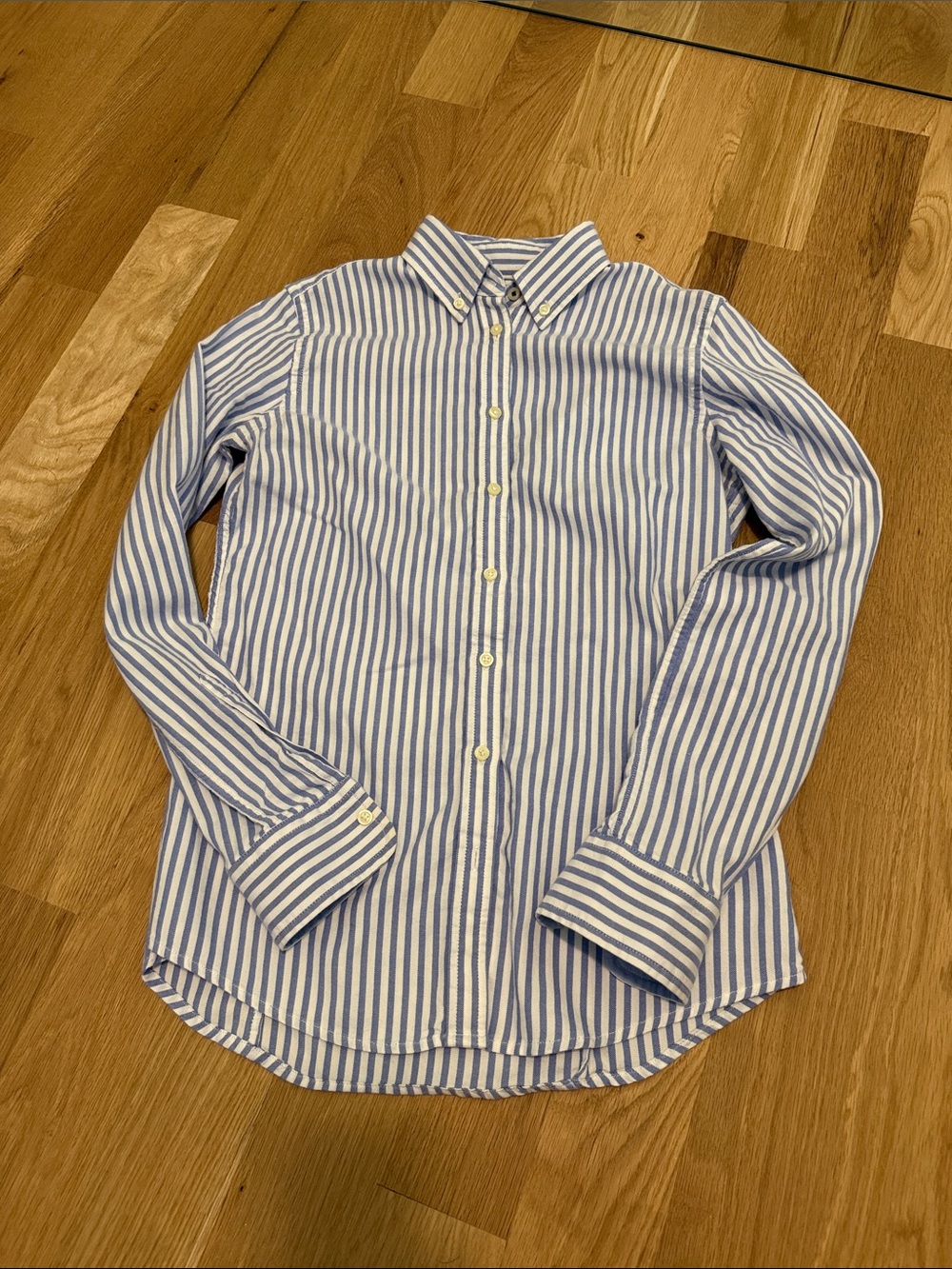 Classic Blue and White Stripe Button-Down Shirt - Women’s xs